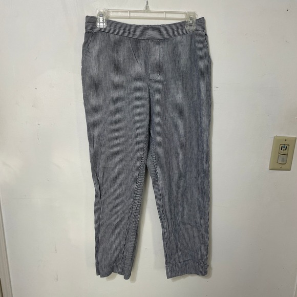 Banana Republic Pants - Banana Republic Hayden Pant Blue White Striped Tapered Cropped Trousers Womens 6